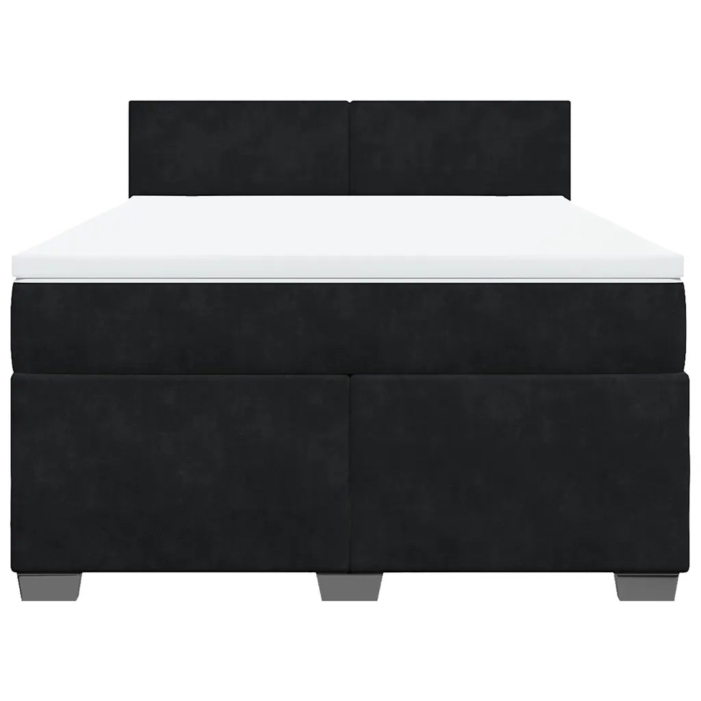 vidaXL Giroletto a Molle con Materasso Nero 140x190 cm in Velluto