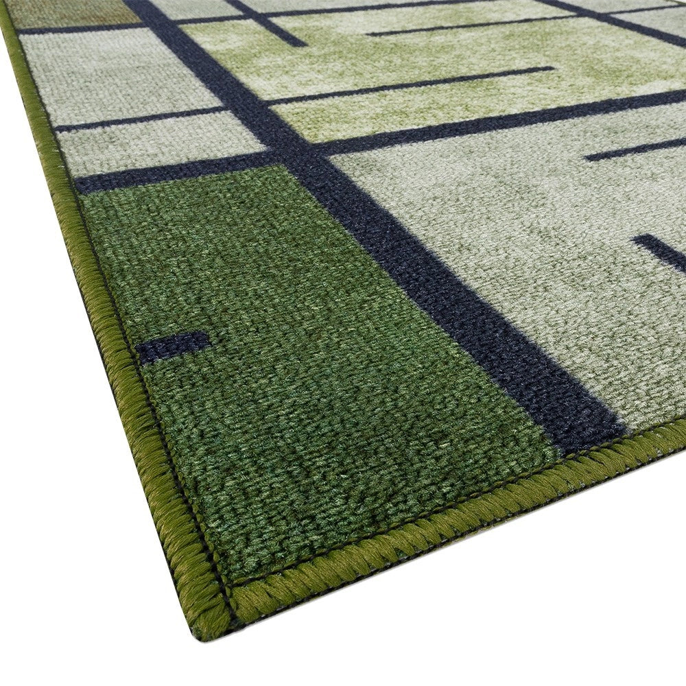 Tappeto Cucina Bordato Antiscivolo 57x240 Cm Moderno Passatoia Colori Accesi Marmorizzato Verde