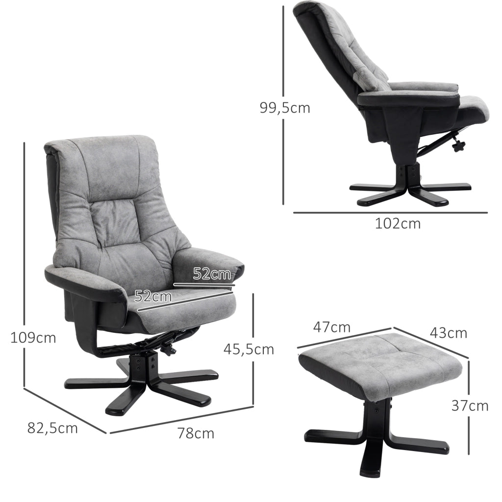 POLTRONA girevole reclinabile 78x82,5x109 cm grigio