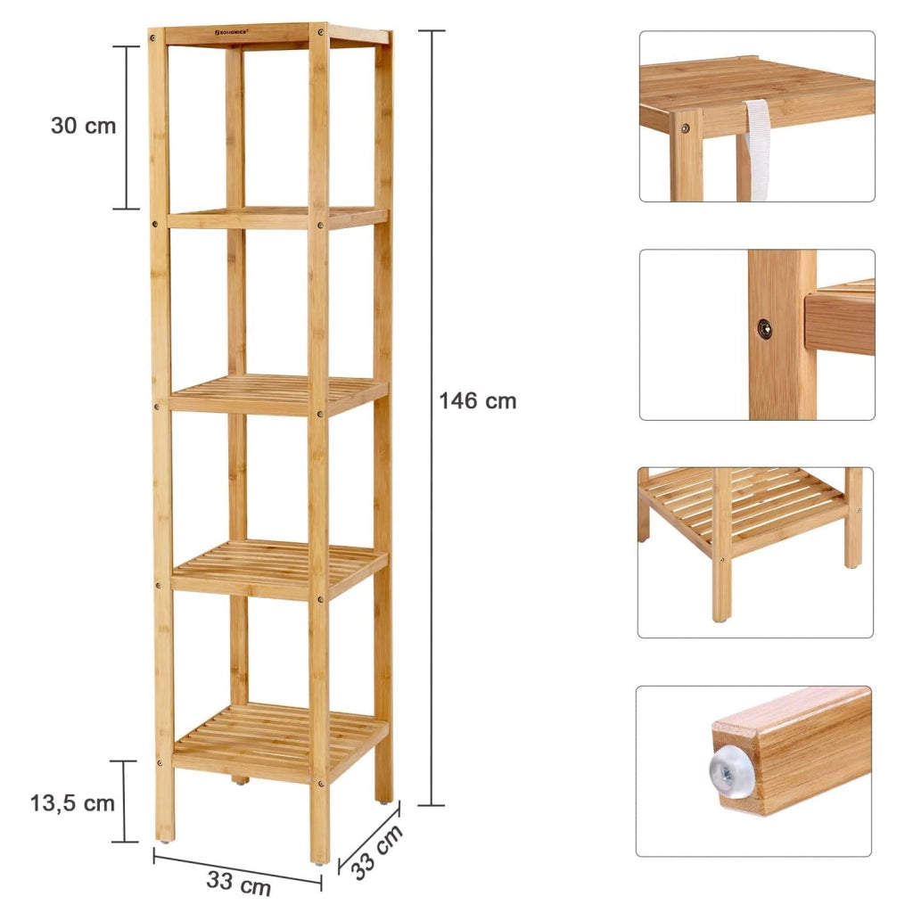 Valora BAMBOO SHELF Mensola salvaspazio in bambù naturale per il bagno