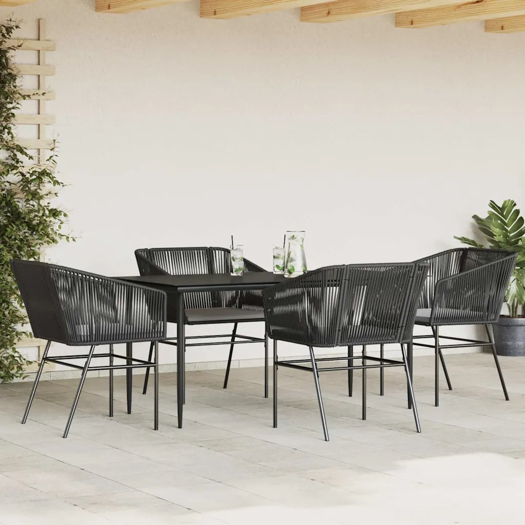 Set da Pranzo da Giardino con Cuscini 5 pz Polyrattan Vetro 3334516