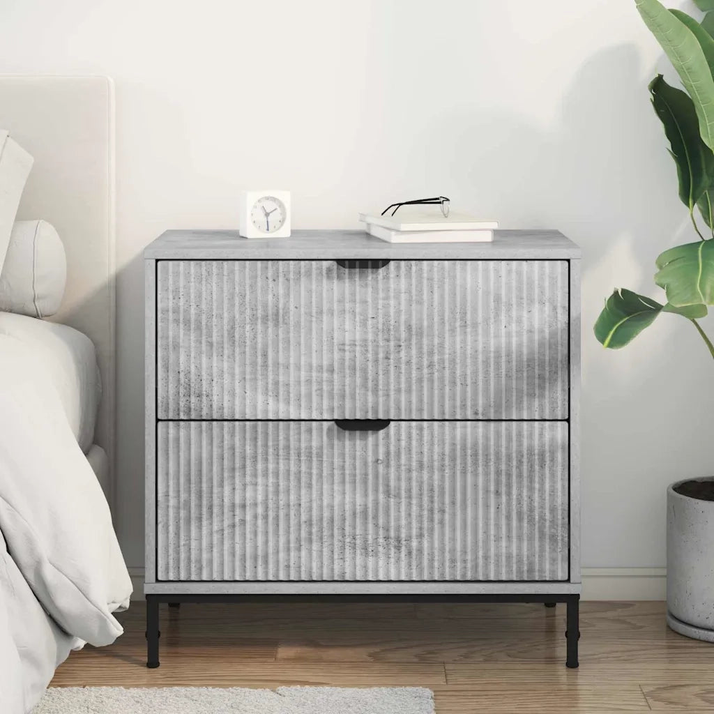 Comodino | Armadio da Notte | Mobiletto da notte Grigio cemento 63.5 x 36 x 61 cm Legno multistrato