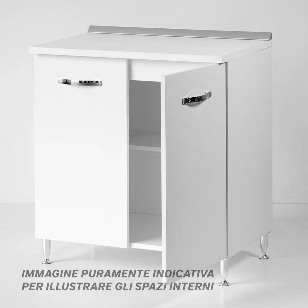 Base per cucina componibile da 80 cm con ante, realizzata in legno 100% MADE IN ITALY colore Cemento