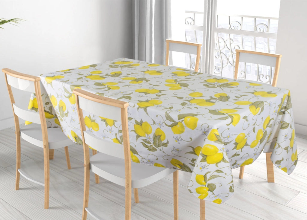 Tovaglia Cucina Copritavolo 100% Cotone Made In Italy Cedro Limoni Estate - 140x180 - Limoni