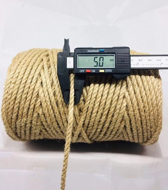 Tessuto in Juta Naturale Forte 5mm Spesso 50 Metri Lungo - Pacchetto per Giardinaggio, Arti e Mestieri, Decorazione Casa
