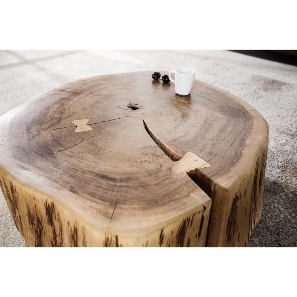 Tavolino basso NOMA rotondo 60 cm in legno massiccio di acacia – Tavolino basso design con piede in metallo discreto