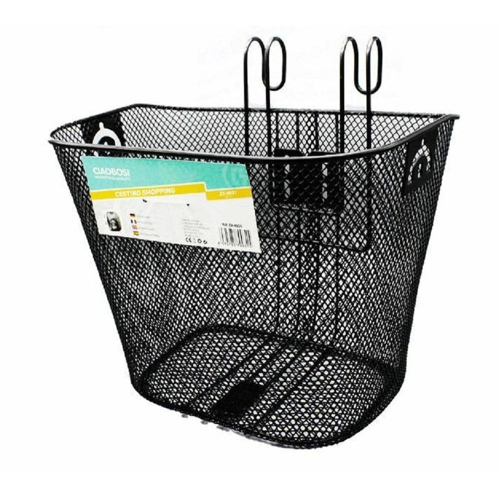 Trade Shop - Cestino Portapacchi Shopping Anteriore Manubrio Per Bicicletta Bici Nero Zx-9931 -