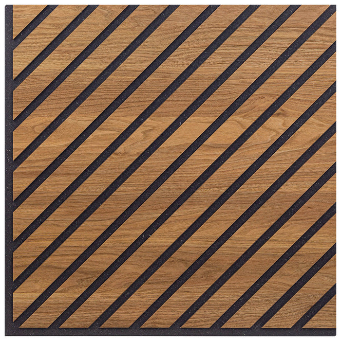 Set 10 Pannelli Decorativi Fonoassorbenti 58x58 cm in MDF Decoro C Obliquo Noce Asia