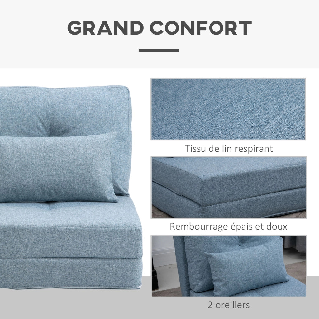 Poltrona letto imbottita con cuscino e schienale regolabile ¨C zephmum ¨C blu
