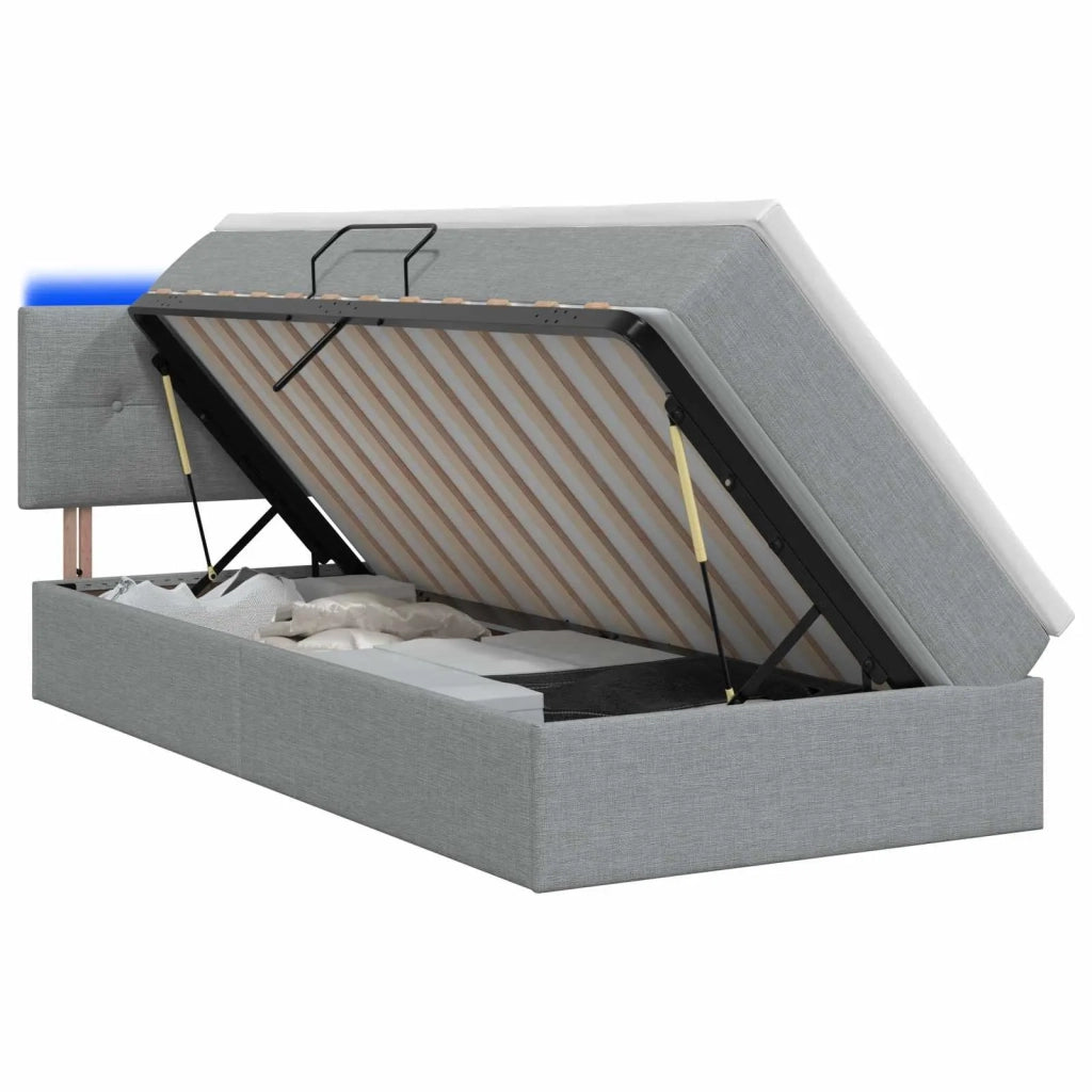 Letto con contenitore LED e materasso Grigio Chiaro 90 x 200 cm 3459036