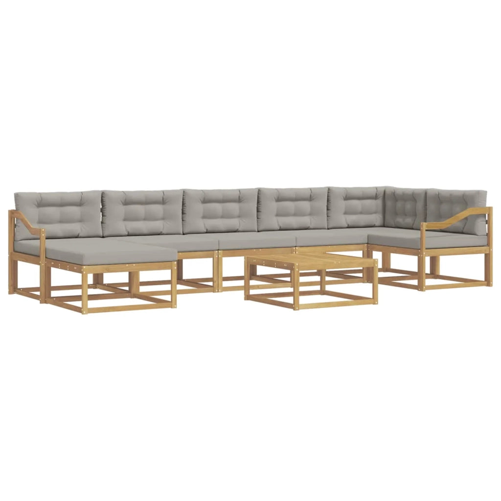Set di divani da esterno 8 pcs Bianco e Grigio Chiaro