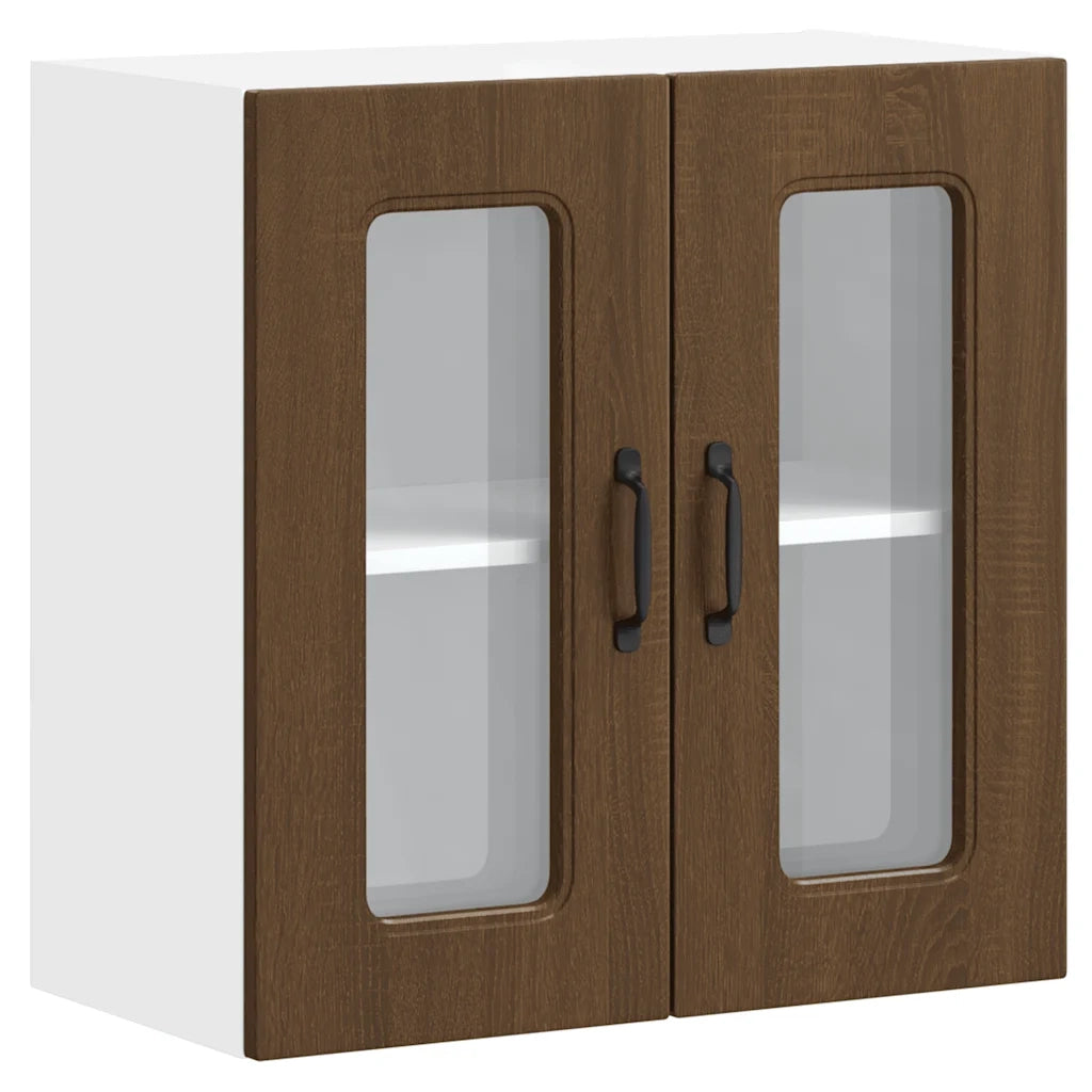 Pensile da Cucina con Porta in Vetro Kalmar Rovere Marrone 853674