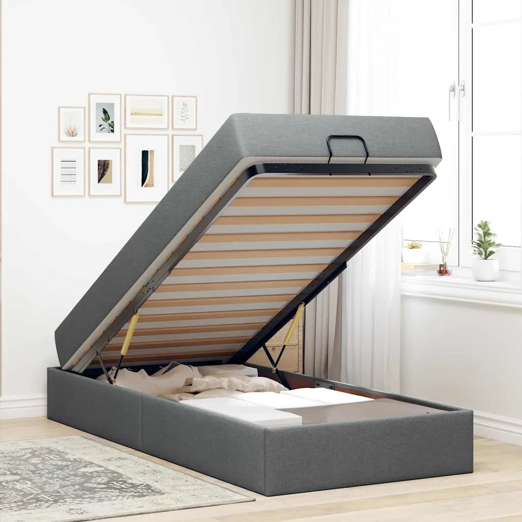 vidaXL Struttura del letto Grigio scuro 100 x 200 cm Tessuto
