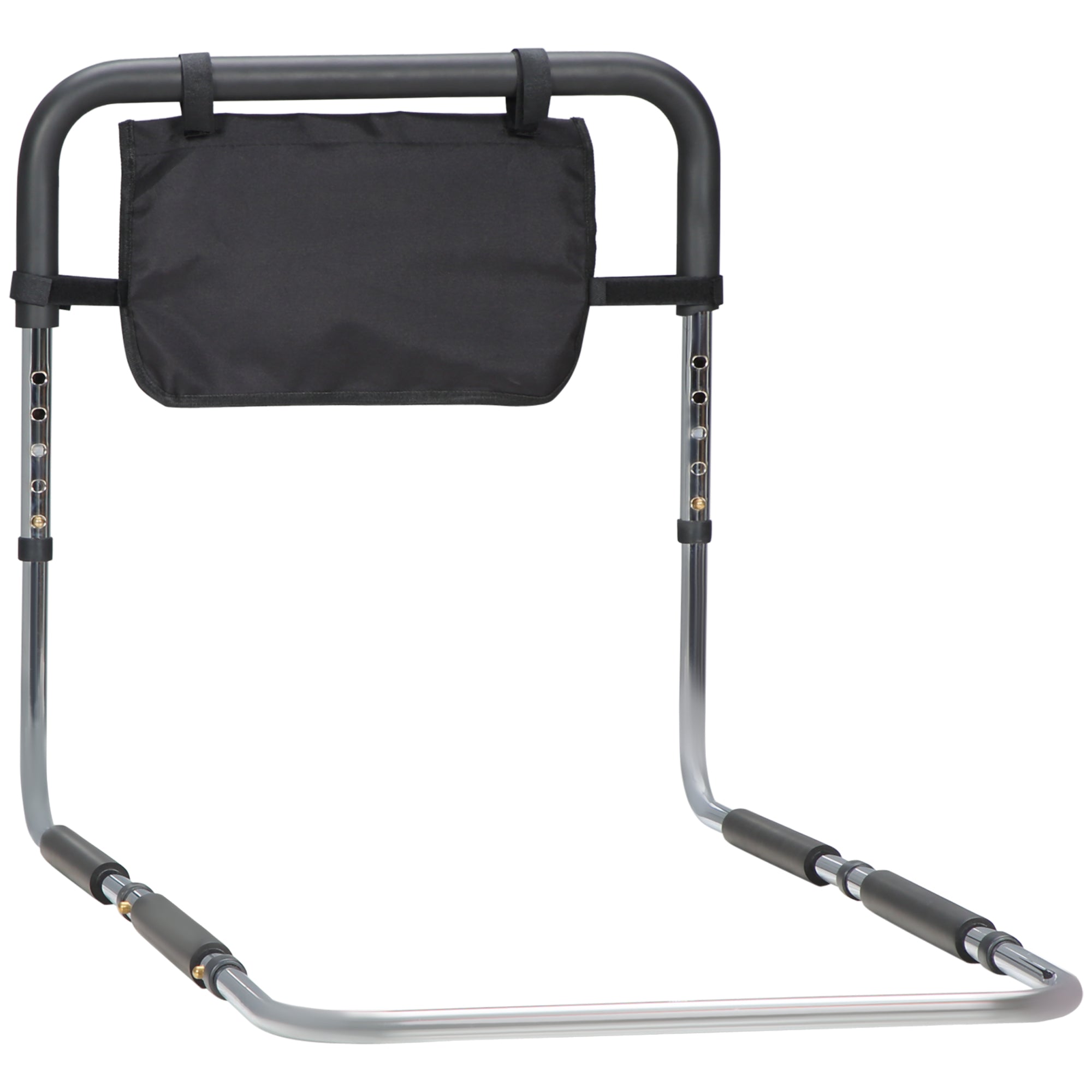 Maniglia Letto per Anziani 87x51,5 cm Larghezza e Altezza Regolabile in Acciaio Argento