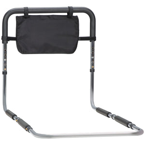 Maniglia Letto per Anziani 87x51,5 cm Larghezza e Altezza Regolabile in Acciaio Argento