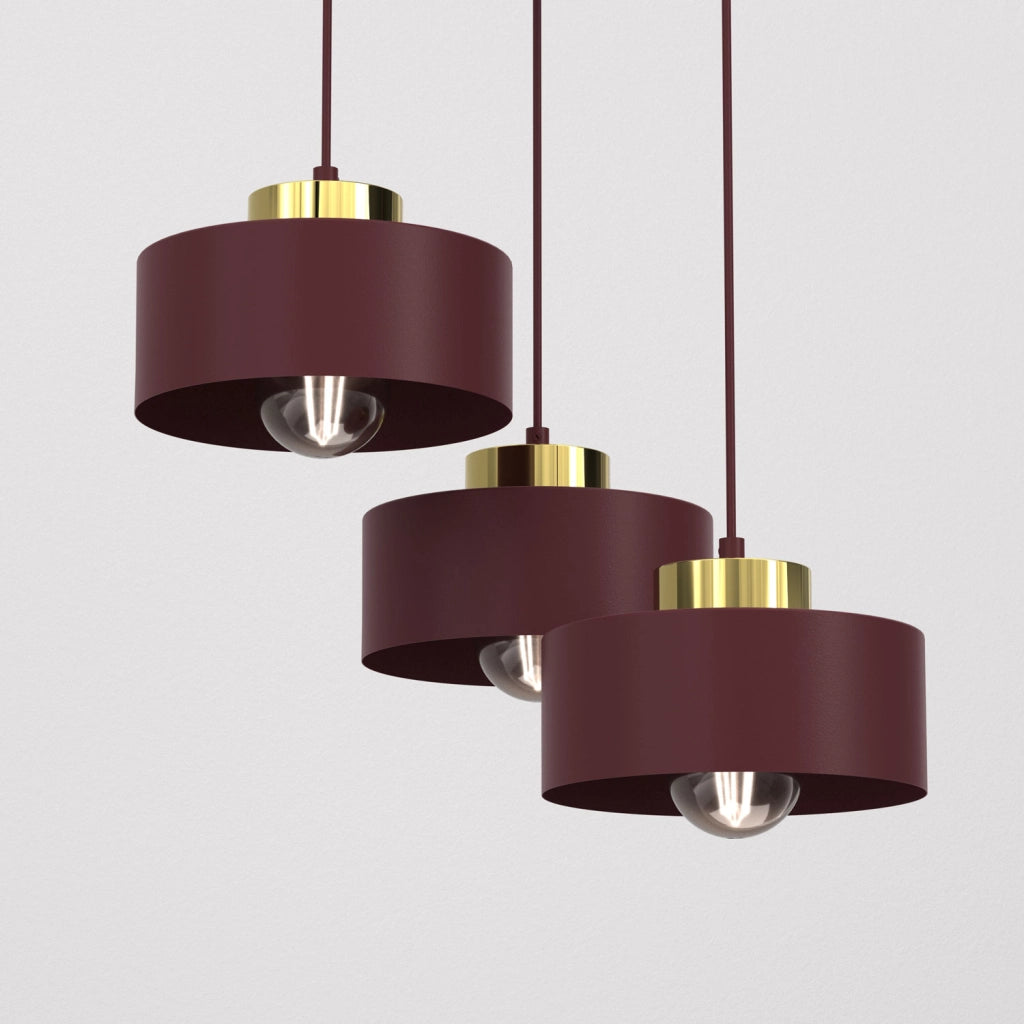 Lampada sospesa Marti 3xE27 bordeaux oro Luminex