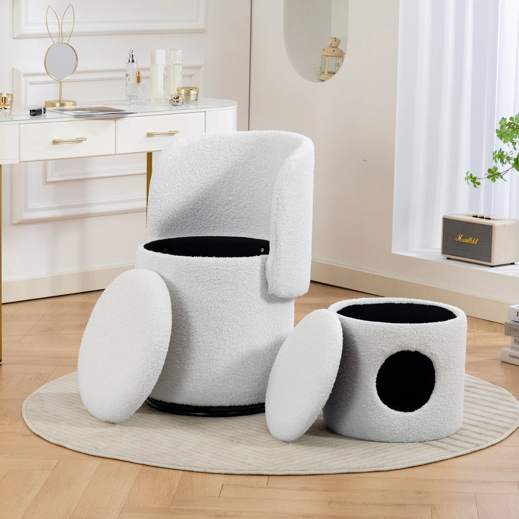 Sedia Girevole Imbottita con Contenitore ¨C MINIMAL ¨C Velluto, Multifunzionale