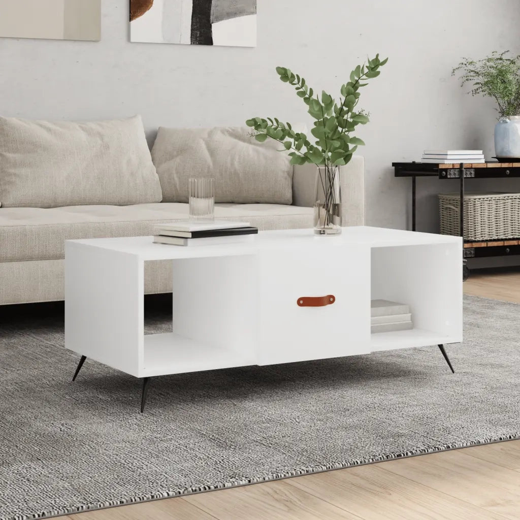 Tavolino da salotto | Tavolino da caff¨¨ | Tavolino da Soggiorno Bianco 102x50x40 cm in Legno Multistrato