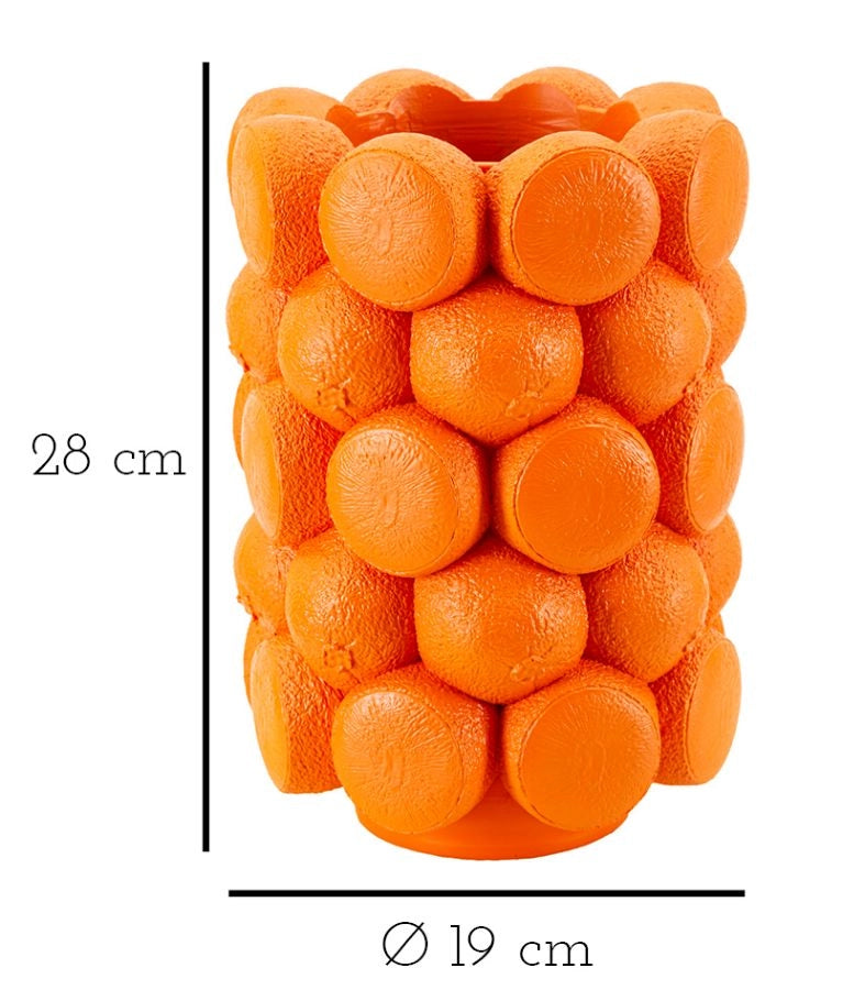 Vaso Orange Ø19x28 cm in Resina Arancione