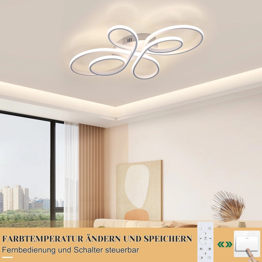 ZMH Lampada da soffitto plafoniera LED bianca dimmerabile 78W 80cm stile moderno telecomando per soggiorno