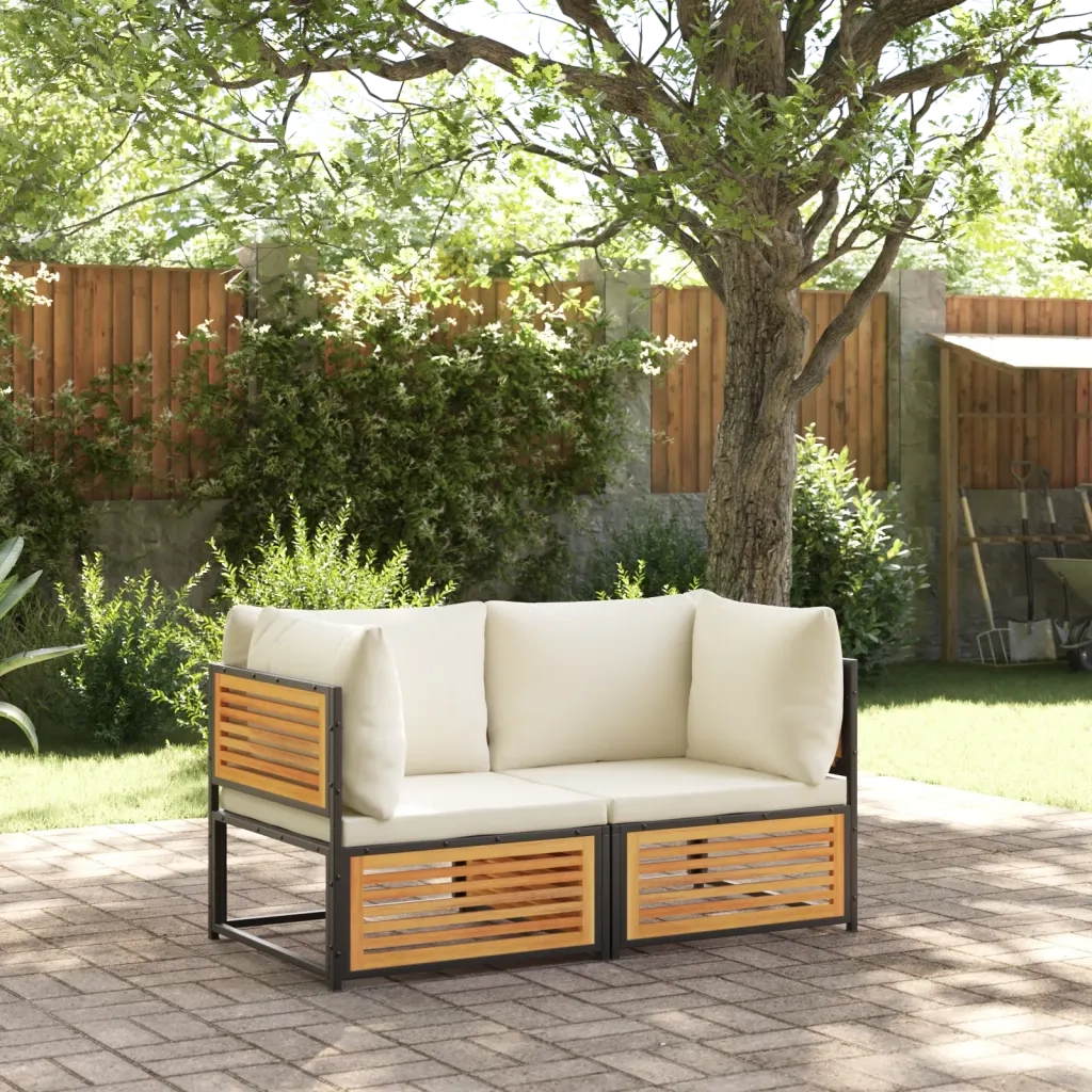 Divano Angolare Giardino con Cuscini-Sofa da Giardino-Divanetto da esterno Legno Massello di Acacia 978962