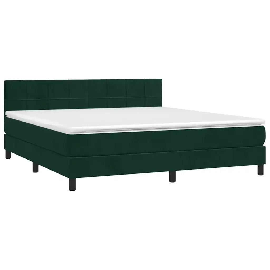 Giroletto a Molle con Materasso Verde Scuro 160x200 cm Vellutocod mxl 123567