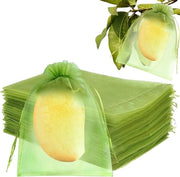 Zaketti di protezione per uva, 17 x 23 cm, 100 pezzi, sacchetti di organza verde con cordino, sacchetti a rete, protezione contro vespe, uccelli e altri insetti