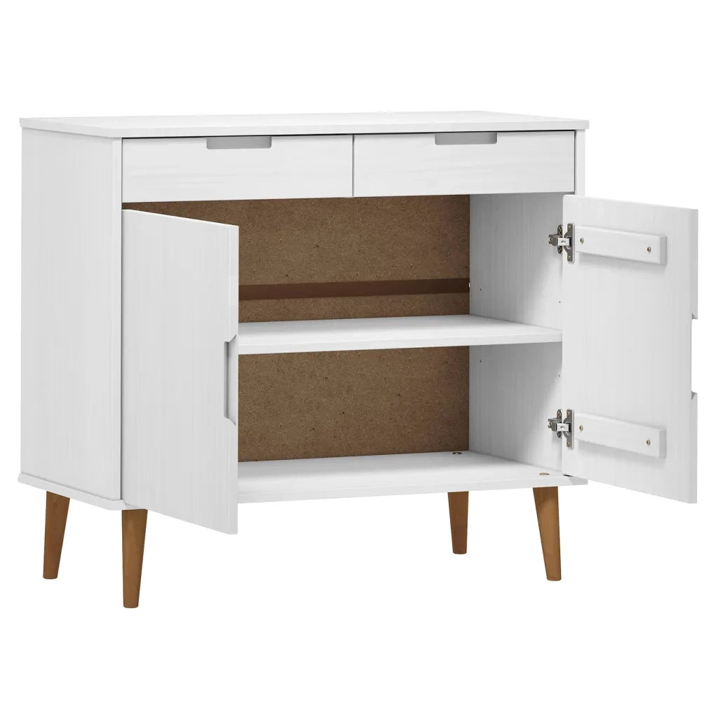 Credenza MOLDE Bianca 90x40x80 cm in Legno Massello di Pino cod mxl 15524