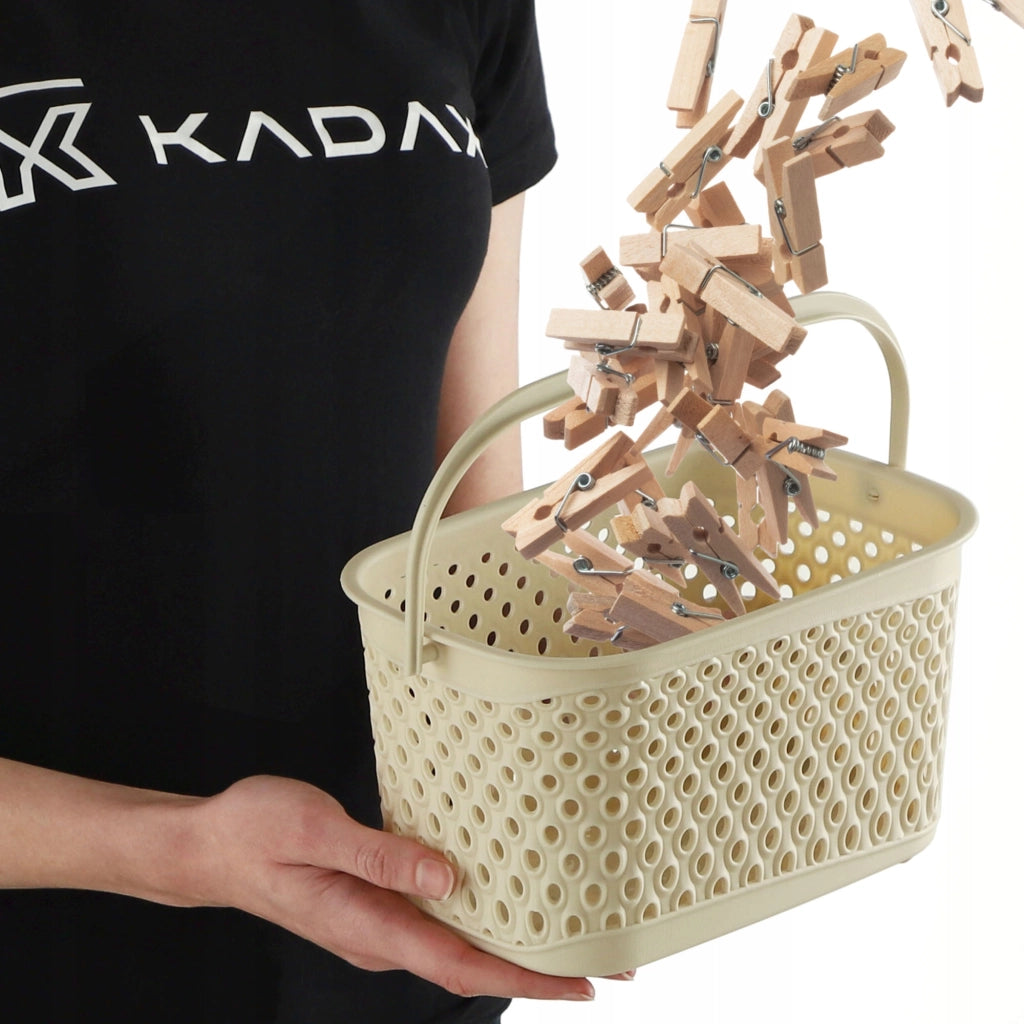 Cestino rettangolare sospeso KADAX per mollette e clip, beige
