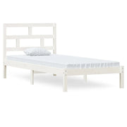 Letto singolo | Letto per adulti | Giroletto Bianco in Legno Massello di Pino 90x200 cm
