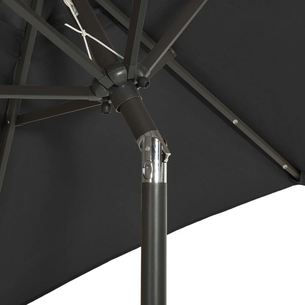 Ombrellone con luci a LED 200 x 211 cm alluminio nero 02_0008091