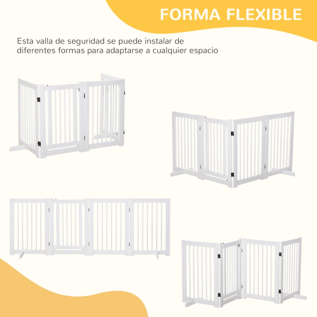 Barriera di sicurezza per cani pieghevole in legno per scale e porte ¨C zephmum ¨C 204x36x75 cm bianco