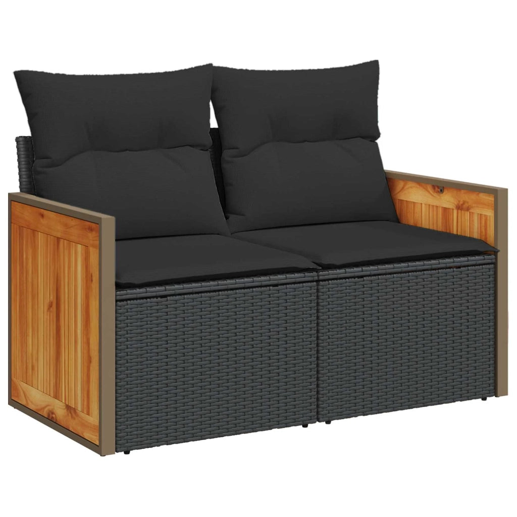 Set di divani 6 pz Nero Rattan sintetico e Acciaio 3447706