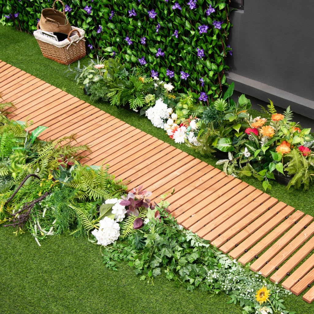 Sentiero avvolgibile di legno?per giardino, Vialetto con fil di ferro e consistenza antiscivolo?55cm