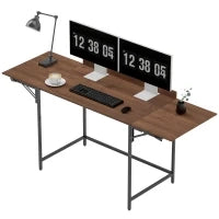 Scrivania pieghevole per computer 2 pannelli pieghevoli per 2 schermi, per camera, piccoli spazi, 170 x 58 x 78 cm noce