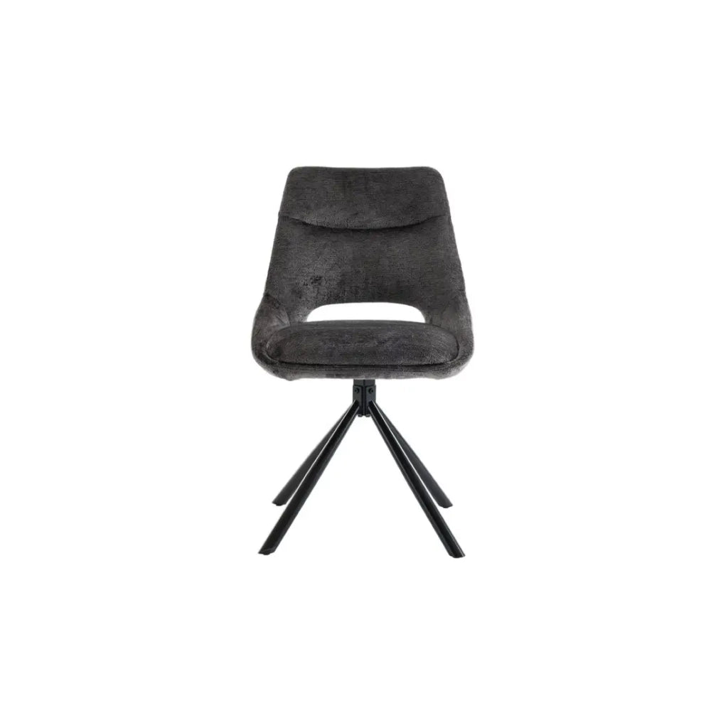 Set di 2 sedie YUMENA – Tessuto grigio – Gambe in metallo – Design compatto – Eleganza sobria e contemporanea