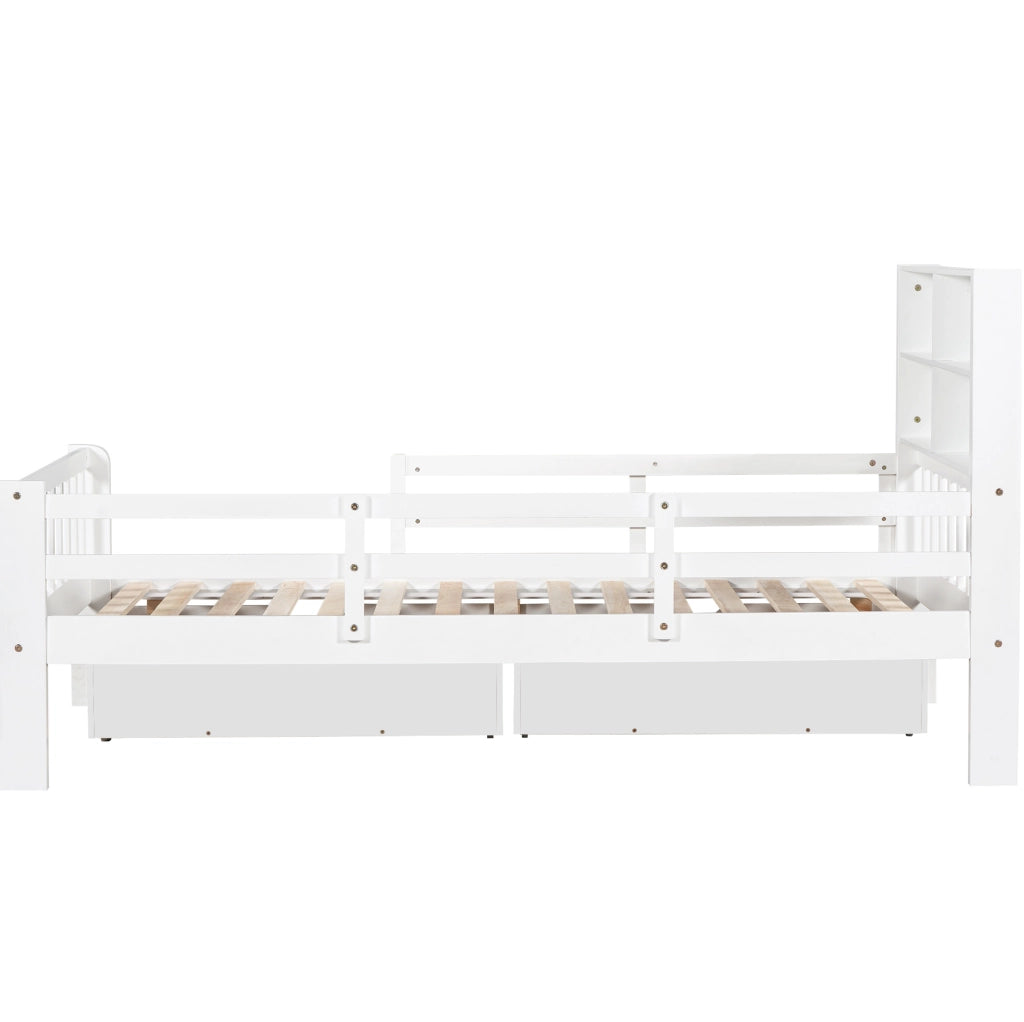Letto per bambini con lavagna, cassetti e rete 90 x 200 cm bianco