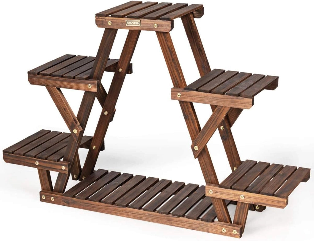 GIANTEX Scaffale Portapiante, Supporto per Fiori a 6 Ripiani in Legno, con Design Multifunzionale per Piante Libri e Decorazioni, da Esterno e Interno, Come Giardino, Balcone, Salotto (99x25x64,5cm)