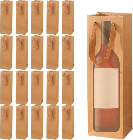 20 confezioni di sacchetti di carta per vino con maniglia - Natale matrimonio festa - sacchetti per bottiglie di vino.