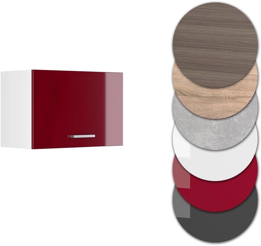 Pensile da cucina R-Line, Rosso lucido, 60 cm Piatto, per la libera combinazione all'interno di sistemi cucina modulari