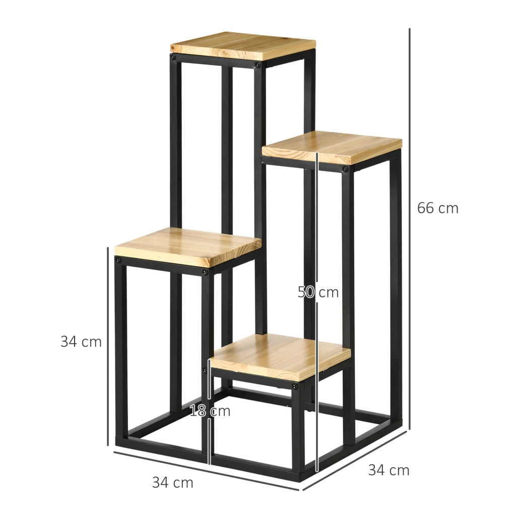 Libreria a 4 ripiani per piante ¨C Zephmum ¨C Metallo e legno 34x34x66 cm