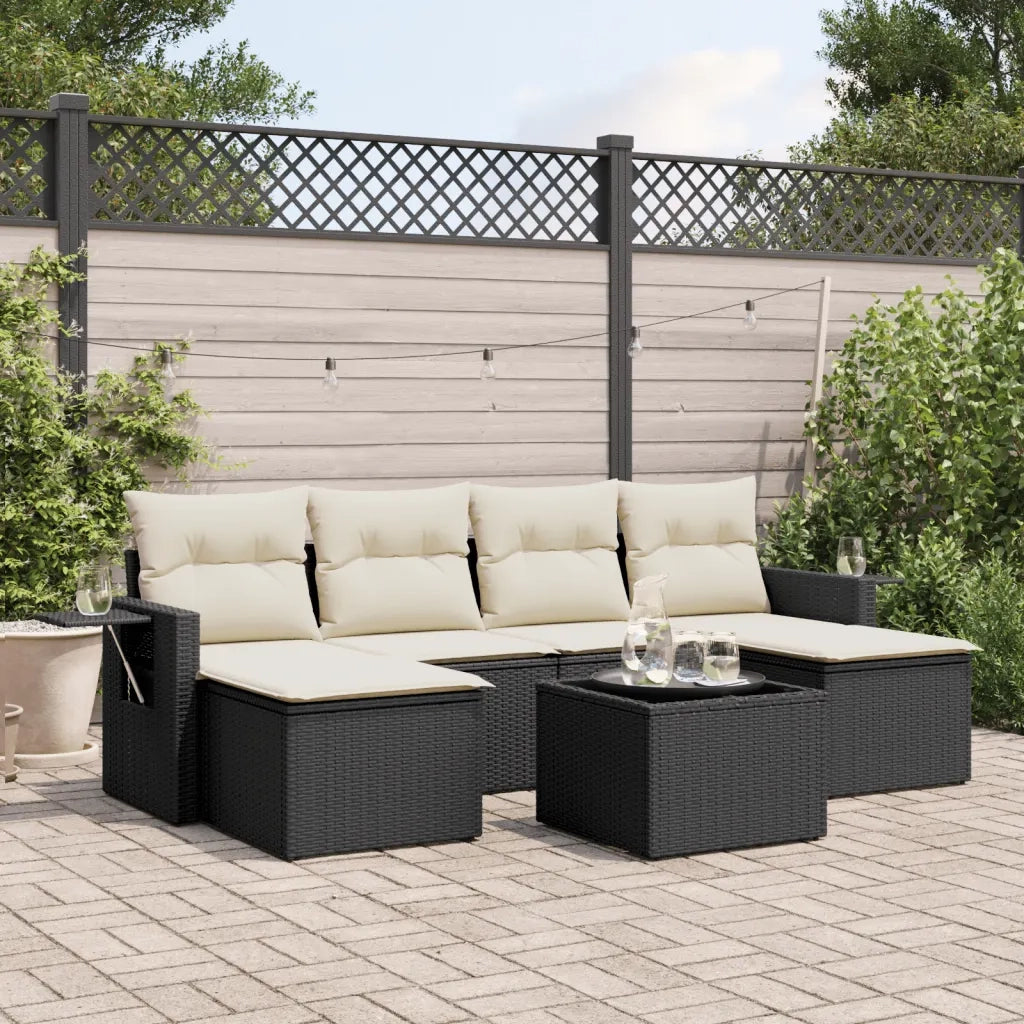 Set Divani da Giardino con Cuscini 7pz Nero Polyrattancod mxl 92764