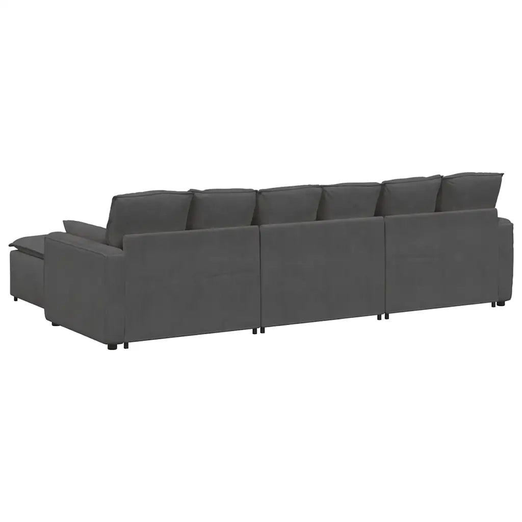 Divano Modulare con Poggiapiedi e Cuscini Grigio Scuro 3321078