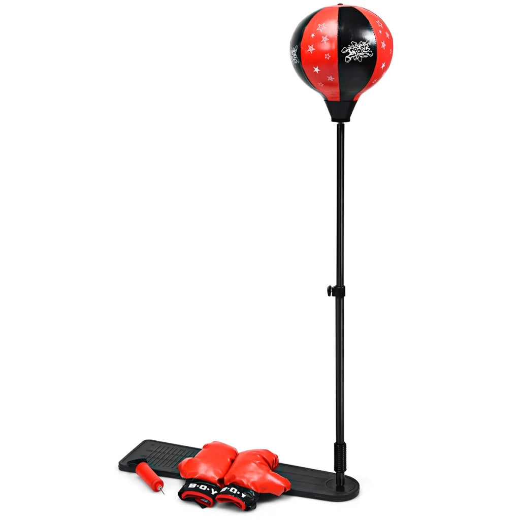 Set da boxe per bambini e bambine, Palla da boxe con altezza regolabile pompa manuale e guanti da boxe