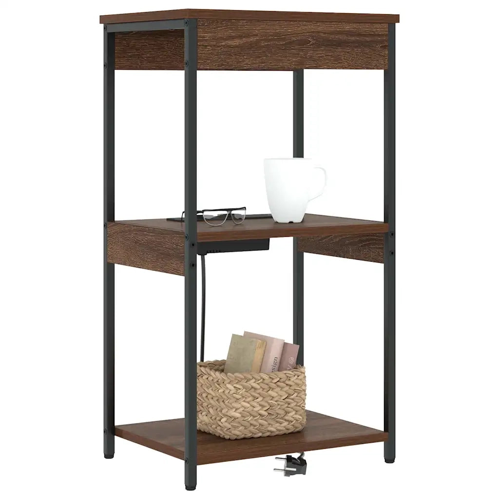 Comodino | Armadio da Notte | Mobiletto da notte con lo scaffale Rovere Marrone 41 x 31 x 76 cm