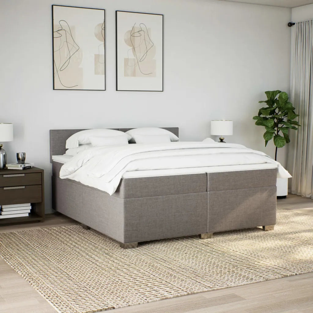 Giroletto a Molle con Materasso Tortora 200x200 cm in Tessuto 3285992