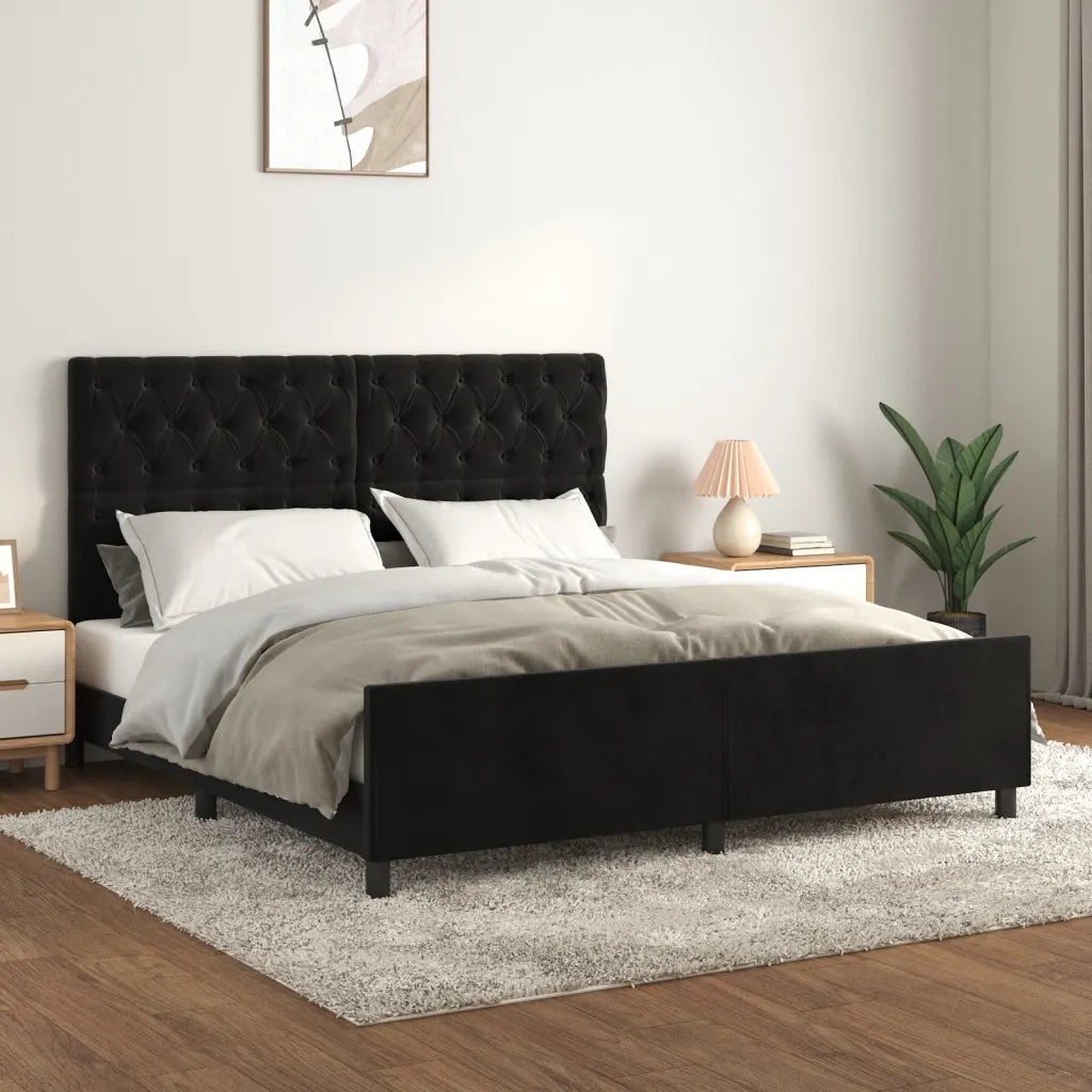 Giroletto senza Materasso Nero 160x200 cm in Velluto 3125948