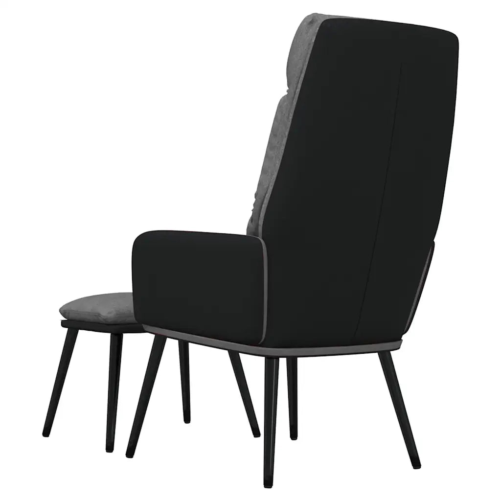 Divano Sedia-Poltrona Relax con Sgabello Grigio Chiaro Tessuto e Similpelle