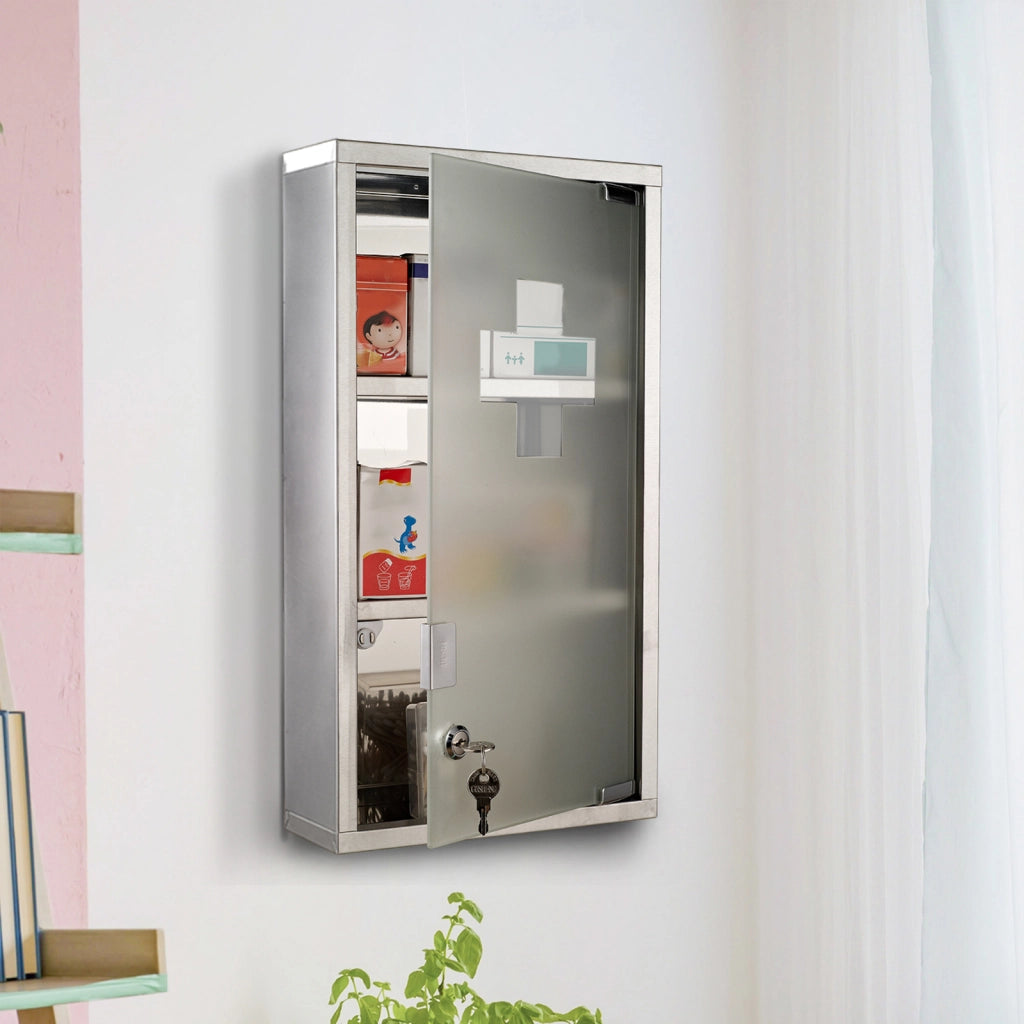 Armadietto Farmaci con 3 Ripiani ¨C Zephmum ¨C Acciaio Inox 25x12x48 cm