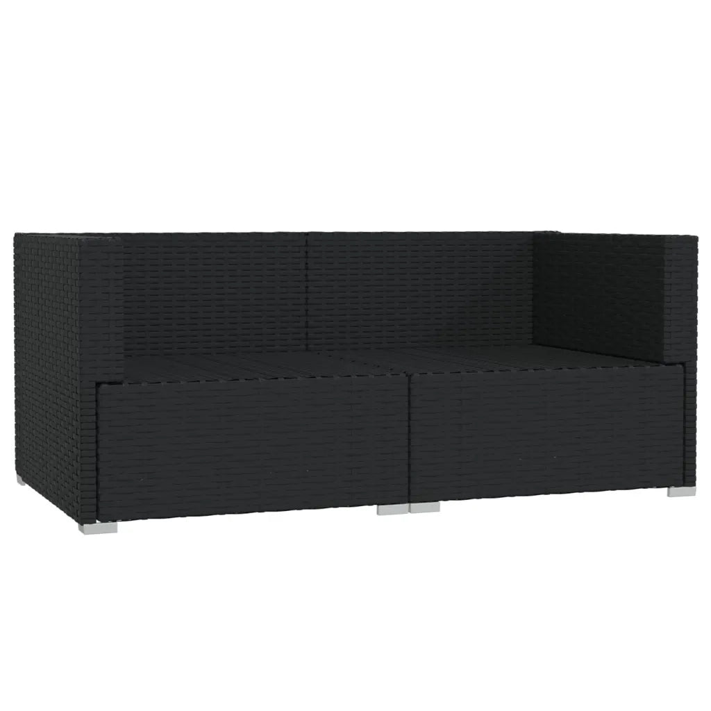 Divano a 2 Posti con Cuscini in Polyrattan Nero 317487